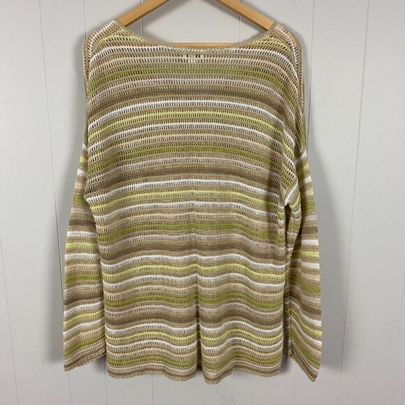 J Jill Linen Modal Crochet Knit Top Tunic Sweater Womens 1X Plus Size V Neck - Picture 3 of 11